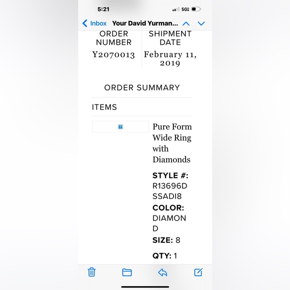 David Yurman Stax Pure Form Five Row Ring sterling silver with Diamonds- size 8 - Picture 6 of 6
